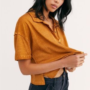 Free People Weekend Rush Button Down Top / Rust